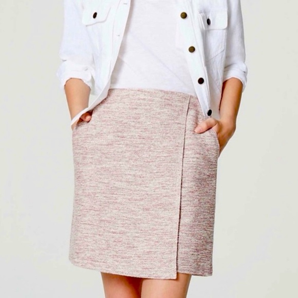 LOFT tweed lined skirt pink and white Size 6